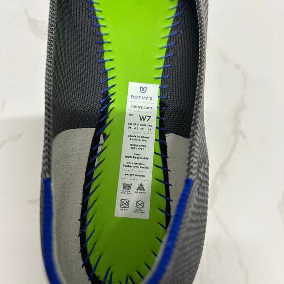 Rothy's The Flat ballet flats in charcoal gray Round toe Women’s Size 7W - Picture 7 of 8